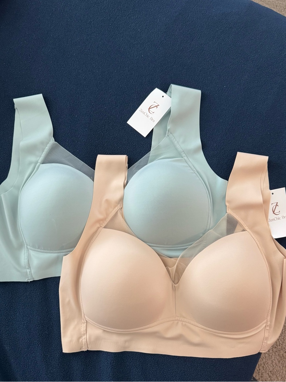 Seamless Comfort Bra - Mint and Nude -